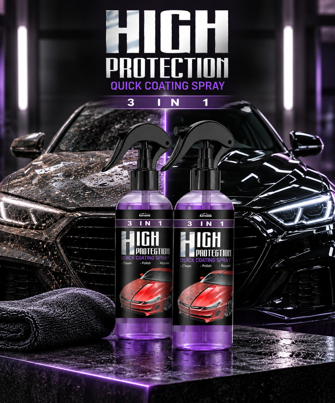 Spray Recubrimiento Cerámico 3 en 1 para Autos (120 ml)
